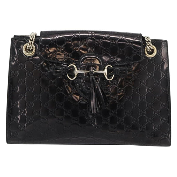 GUCCI GG Canvas Guccissima Horsebit Chain Patent leather 295403 Auth 196047A