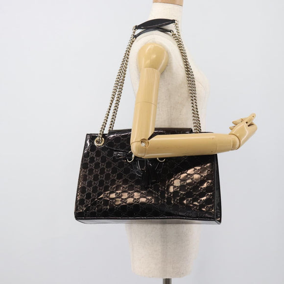GUCCI GG Canvas Guccissima Horsebit Chain Patent leather 295403 Auth 196047A