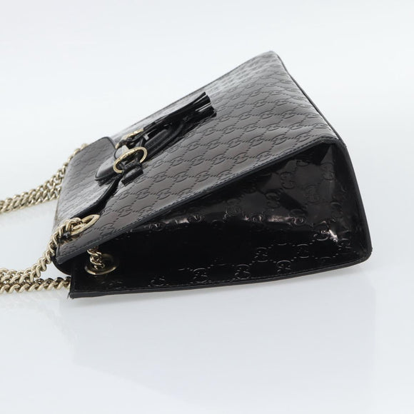 GUCCI GG Canvas Guccissima Horsebit Chain Patent leather 295403 Auth 196047A