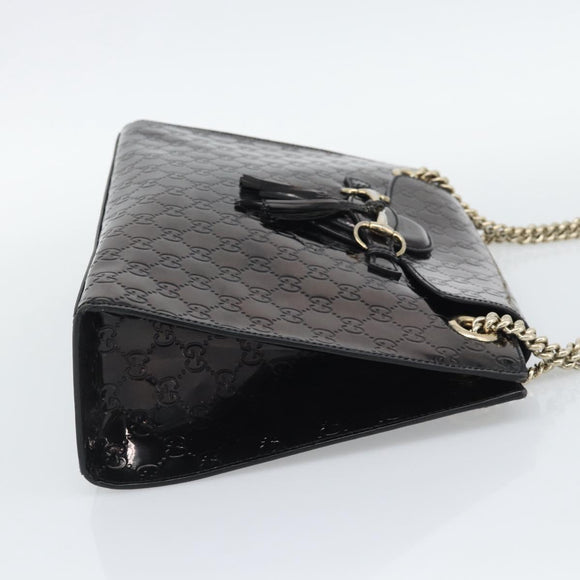 GUCCI GG Canvas Guccissima Horsebit Chain Patent leather 295403 Auth 196047A