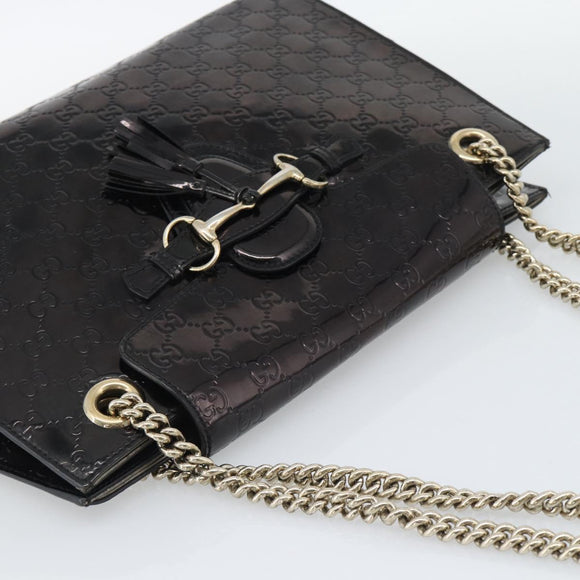GUCCI GG Canvas Guccissima Horsebit Chain Patent leather 295403 Auth 196047A