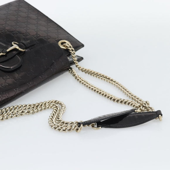 GUCCI GG Canvas Guccissima Horsebit Chain Patent leather 295403 Auth 196047A