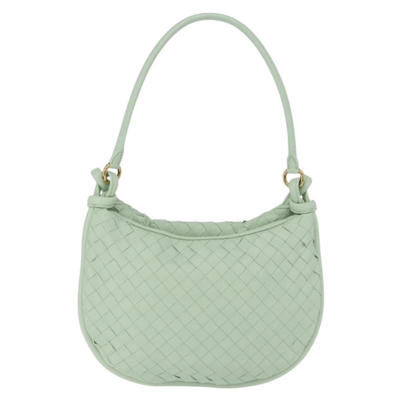 BOTTEGA VENETA INTRECCIATO Shoulder Bag Leather Green Gold Auth 196049SV