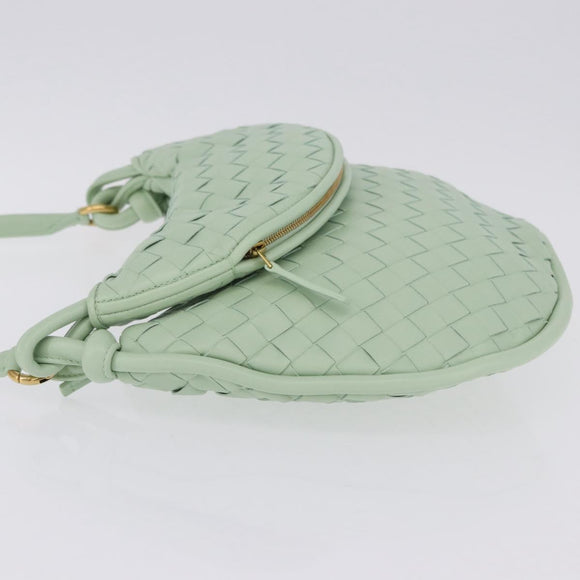 BOTTEGA VENETA INTRECCIATO Shoulder Bag Leather Green Gold Auth 196049SV