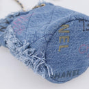 CHANEL Matelasse Chain Shoulder Pouch Denim Blue Gold CC Auth 196050SAM-11