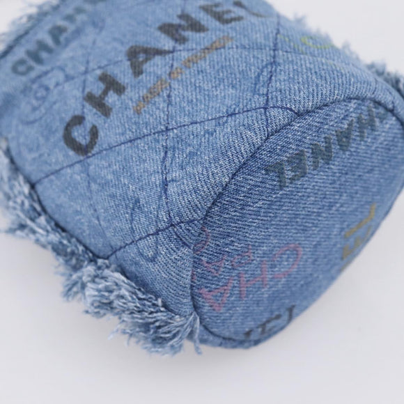 CHANEL Matelasse Chain Shoulder Pouch Denim Blue Gold CC Auth 196050SAM