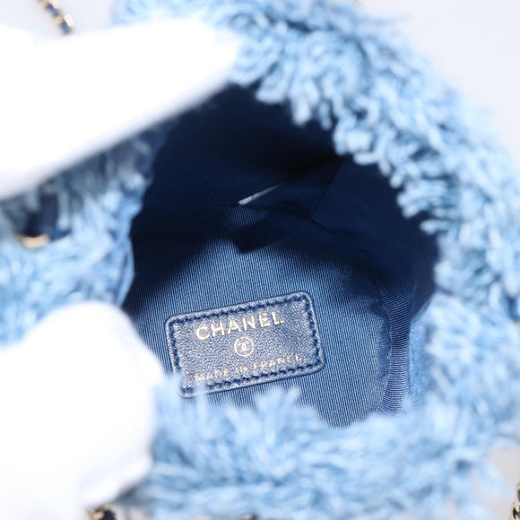CHANEL Matelasse Chain Shoulder Pouch Denim Blue Gold CC Auth 196050SAM