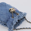 CHANEL Matelasse Chain Shoulder Pouch Denim Blue Gold CC Auth 196050SAM-6