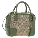 LOEWE Amazona 19 Hand Bag Canvas 2way Beige Gold Auth 196053SAM-1