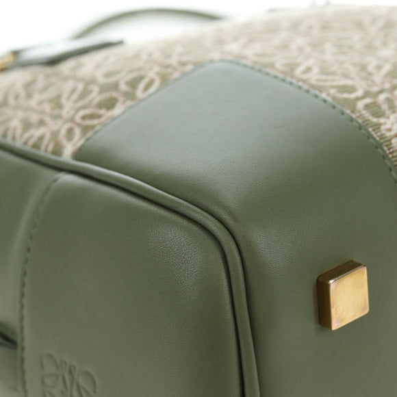 LOEWE Amazona 19 Hand Bag Canvas 2way Beige Gold Auth 196053SAM
