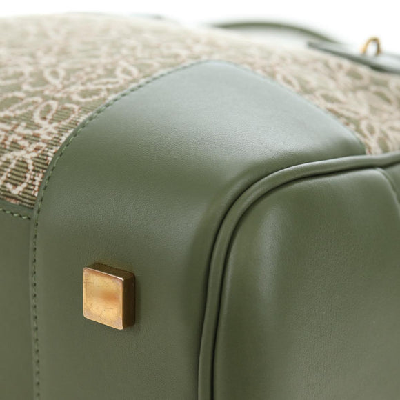 LOEWE Amazona 19 Hand Bag Canvas 2way Beige Gold Auth 196053SAM