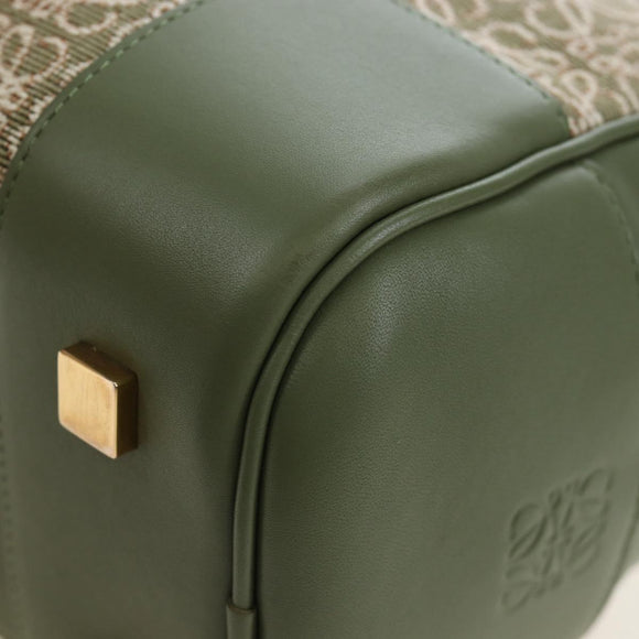 LOEWE Amazona 19 Hand Bag Canvas 2way Beige Gold Auth 196053SAM