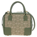 LOEWE Amazona 19 Hand Bag Canvas 2way Beige Gold Auth 196053SAM-13