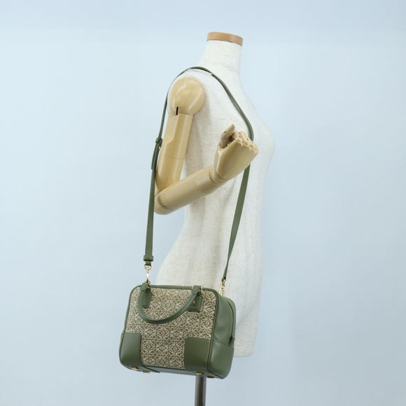 LOEWE Amazona 19 Hand Bag Canvas 2way Beige Gold Auth 196053SAM