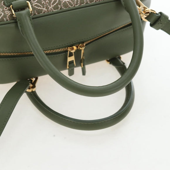 LOEWE Amazona 19 Hand Bag Canvas 2way Beige Gold Auth 196053SAM