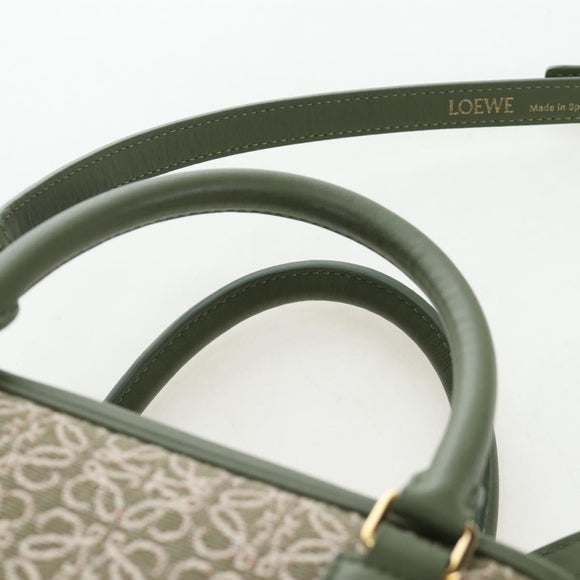 LOEWE Amazona 19 Hand Bag Canvas 2way Beige Gold Auth 196053SAM