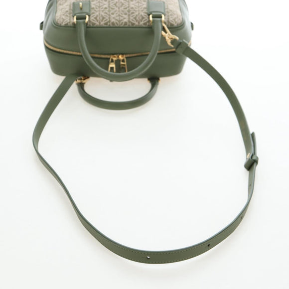 LOEWE Amazona 19 Hand Bag Canvas 2way Beige Gold Auth 196053SAM