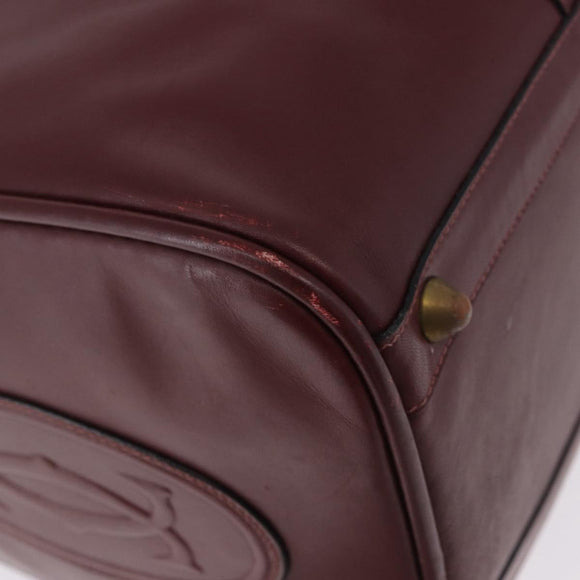 CARTIER Must Line Boston Bag Leather Bordeaux Gold Auth 196057