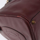 CARTIER Must Line Boston Bag Leather Bordeaux Gold Auth 196057-16