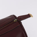 CARTIER Must Line Boston Bag Leather Bordeaux Gold Auth 196057-18