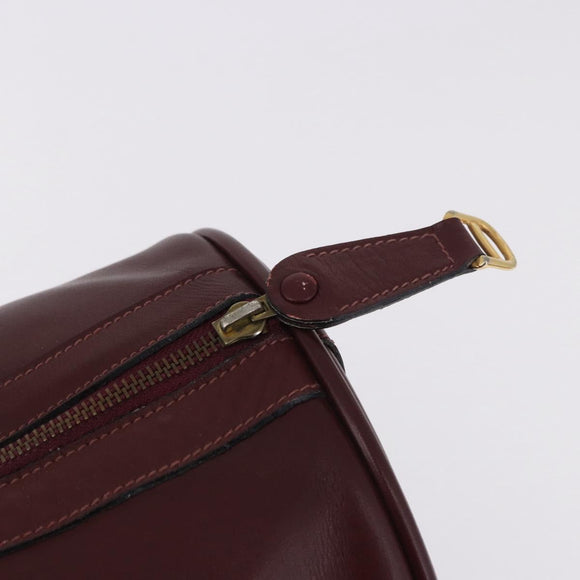 CARTIER Must Line Boston Bag Leather Bordeaux Gold Auth 196057