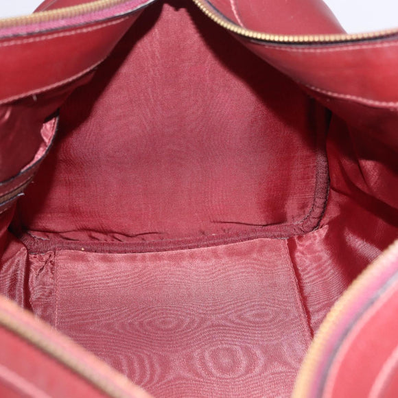 CARTIER Must Line Boston Bag Leather Bordeaux Gold Auth 196057