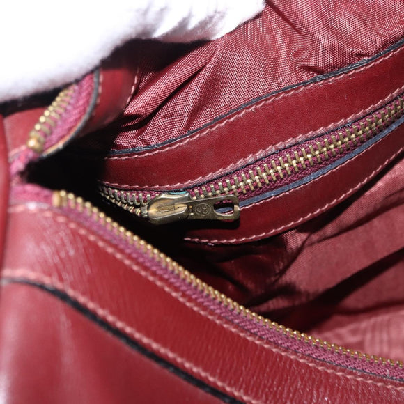 CARTIER Must Line Boston Bag Leather Bordeaux Gold Auth 196057