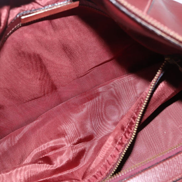 CARTIER Must Line Boston Bag Leather Bordeaux Gold Auth 196057