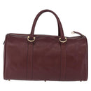 CARTIER Must Line Boston Bag Leather Bordeaux Gold Auth 196057-2