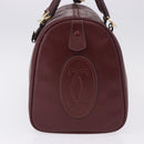 CARTIER Must Line Boston Bag Leather Bordeaux Gold Auth 196057-3