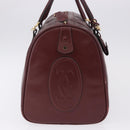 CARTIER Must Line Boston Bag Leather Bordeaux Gold Auth 196057-4