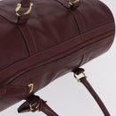 CARTIER Must Line Boston Bag Leather Bordeaux Gold Auth 196057-6