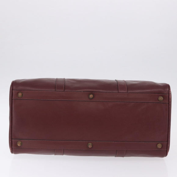 CARTIER Must Line Boston Bag Leather Bordeaux Gold Auth 196057