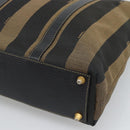 FENDI Pecan Canvas Hand Bag Black Brown Auth 196062A-14