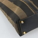 FENDI Pecan Canvas Hand Bag Black Brown Auth 196062A-9