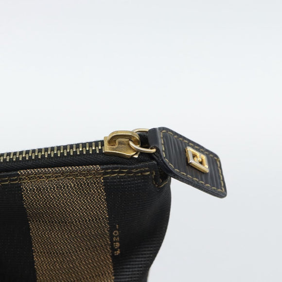 FENDI Pecan Canvas Hand Bag Black Brown Auth 196062A