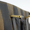 FENDI Pecan Canvas Hand Bag Black Brown Auth 196062A-11