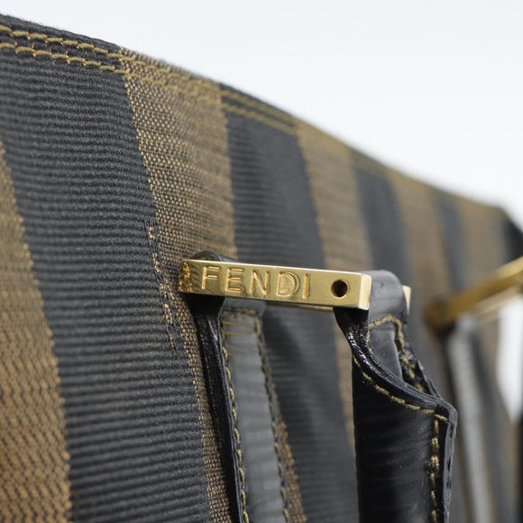 FENDI Pecan Canvas Hand Bag Black Brown Auth 196062A