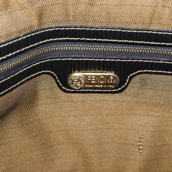 FENDI Pecan Canvas Hand Bag Black Brown Auth 196062A
