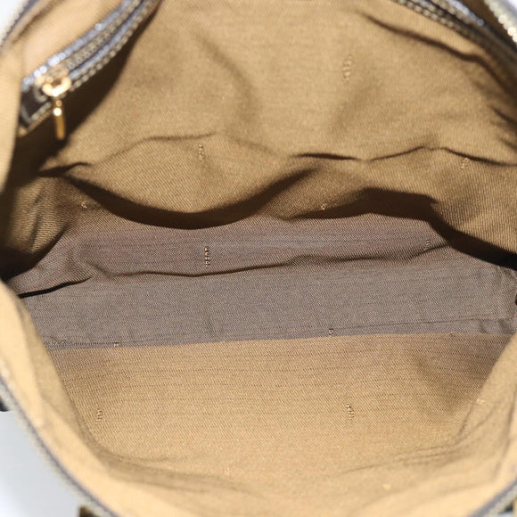 FENDI Pecan Canvas Hand Bag Black Brown Auth 196062A