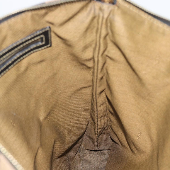 FENDI Pecan Canvas Hand Bag Black Brown Auth 196062A