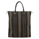 FENDI Pecan Canvas Hand Bag Black Brown Auth 196062A-2