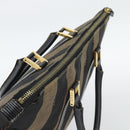 FENDI Pecan Canvas Hand Bag Black Brown Auth 196062A-6