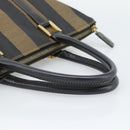 FENDI Pecan Canvas Hand Bag Black Brown Auth 196062A-7