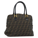 FENDI Zucca Canvas Hand Bag Brown Black Auth 196063-1
