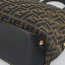 FENDI Zucca Canvas Hand Bag Brown Black Auth 196063-9