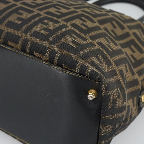 FENDI Zucca Canvas Hand Bag Brown Black Auth 196063
