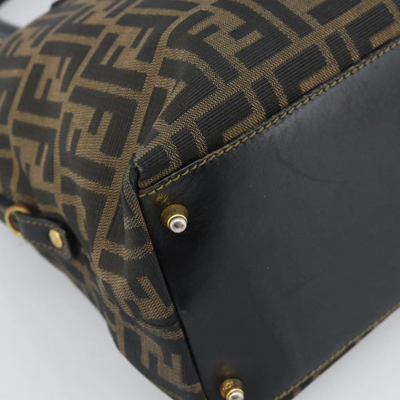 FENDI Zucca Canvas Hand Bag Brown Black Auth 196063