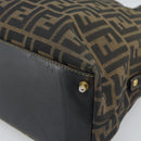 FENDI Zucca Canvas Hand Bag Brown Black Auth 196063-15