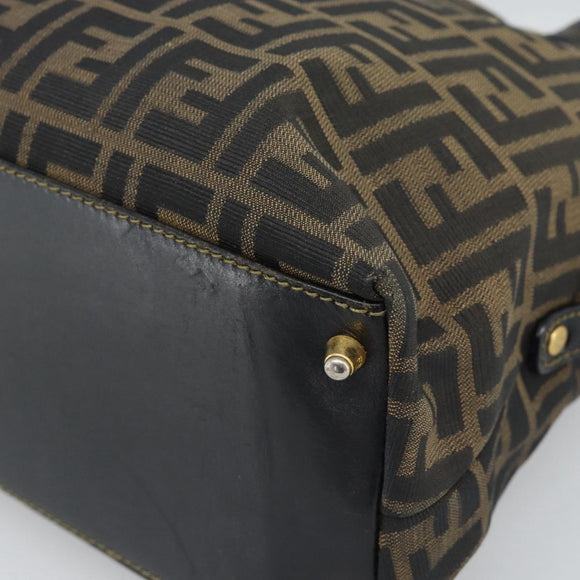 FENDI Zucca Canvas Hand Bag Brown Black Auth 196063